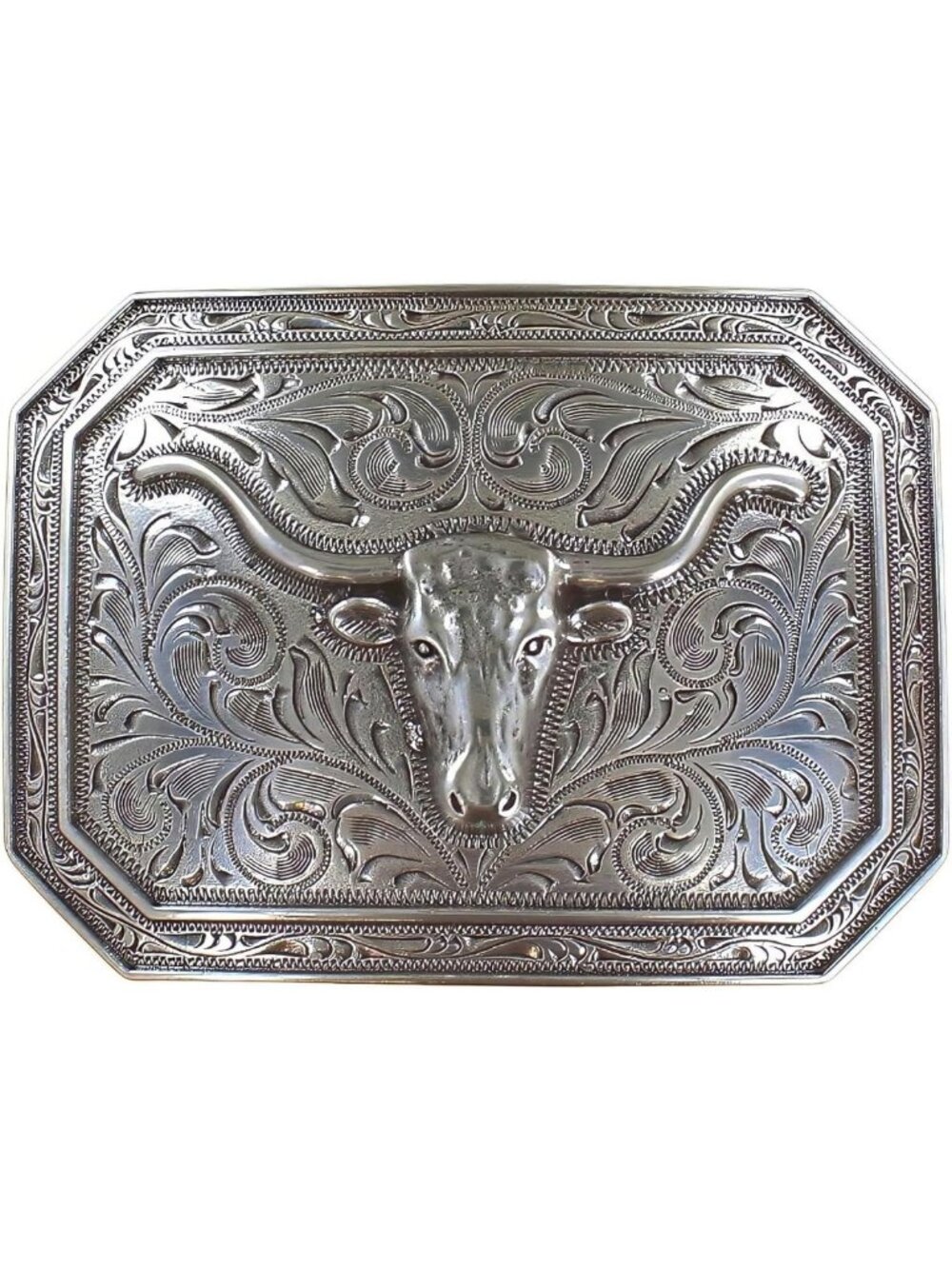 Men's Longhorn Rectangle Buckle - Western Style, Durable Metal, Perfect Gift